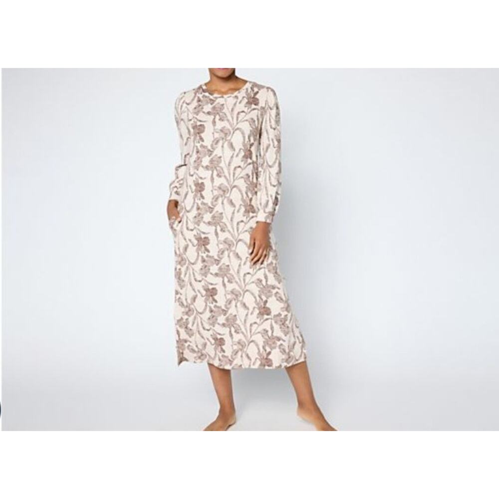 Stan Herman 1X Chocolate Doubled Brushed Sweater Knit Maxi Dress A695750 NWOT